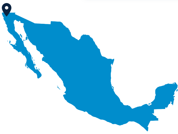 Mapa de México resaltando la ubicación de Tijuana en el extremo noroeste del país para identificar la ubicacion de la constructora Estruktura y Asociados 